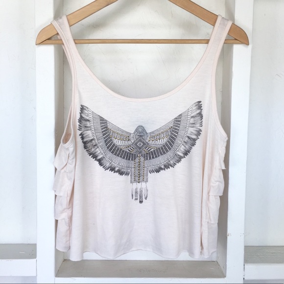 Forever 21 Tops - Egyptian Print Embellished Ruffled Crop Top